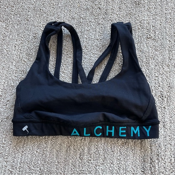 lululemon athletica Other - Lululemon alchemy bra in black with turquoise writing